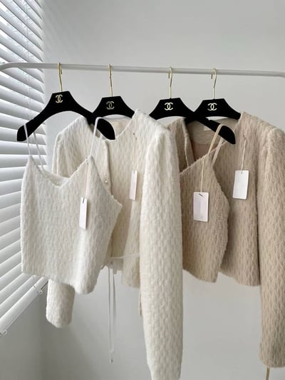 毛絨背心外套組2