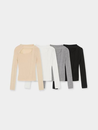 斜肩垂帶針織上衣5