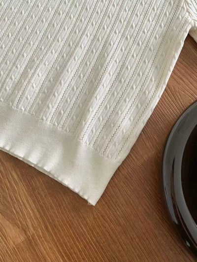 銀珠刺繡領片針織上衣10