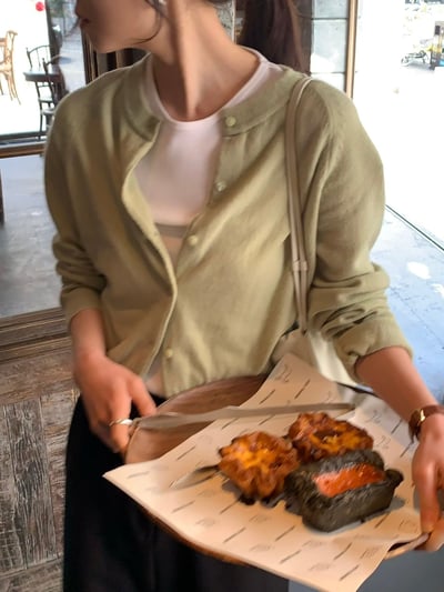 簡約圓領針織開襟衫2