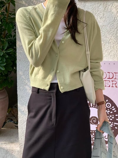 簡約圓領針織開襟衫3