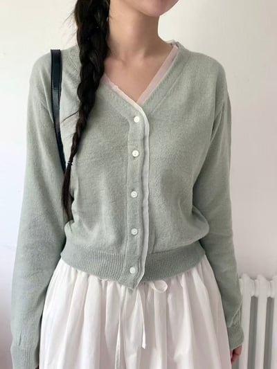 日常微法式・薄紗滾邊針織開襟4