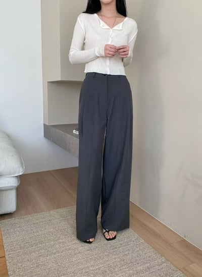 高腰垂墜感寬版西裝褲3