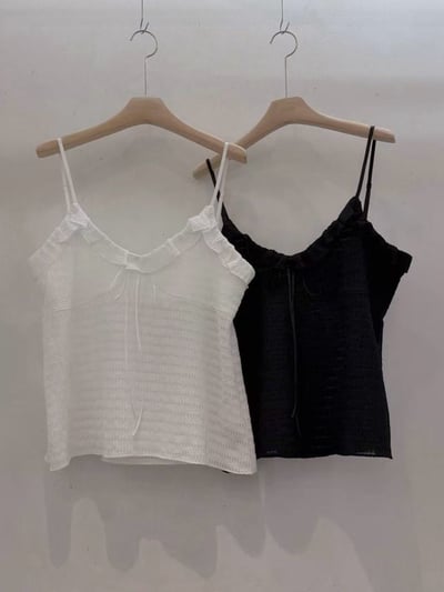 細肩抓皺綁帶背心5