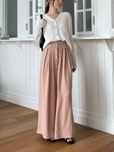 高腰綁帶垂墜寬褲8