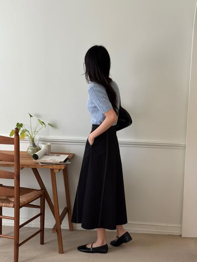 高腰修身傘狀長裙3