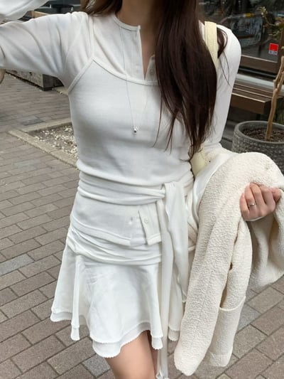 圍巾綁腰針織三件式套裝10