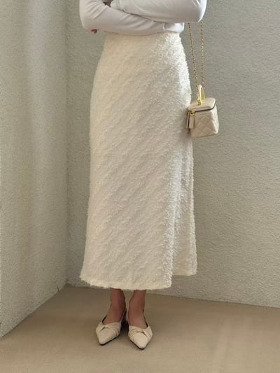 斜紋立體織感直筒長裙7