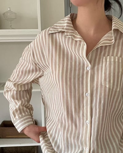 日常條紋寬版襯衫7