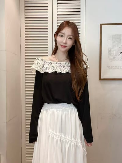 蕾絲拼接兩穿上衣5