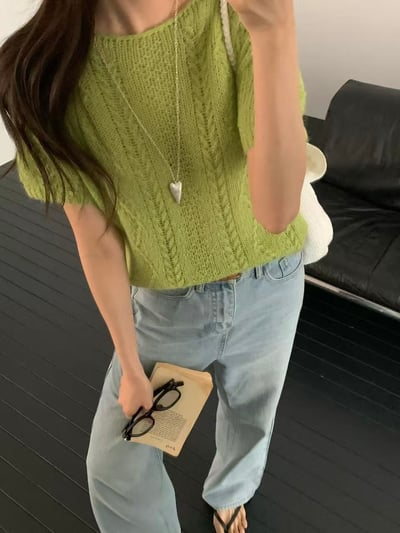 輕透針織短袖上衣3