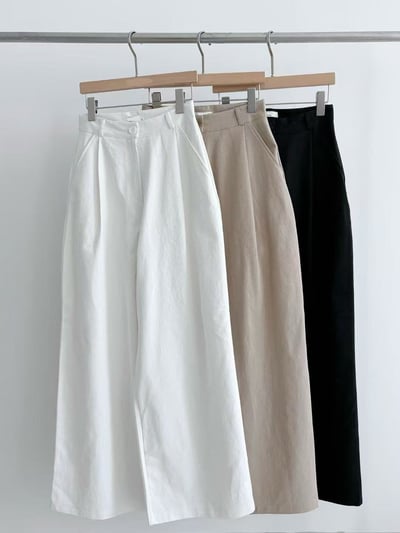 俐落感高腰寬版長褲6