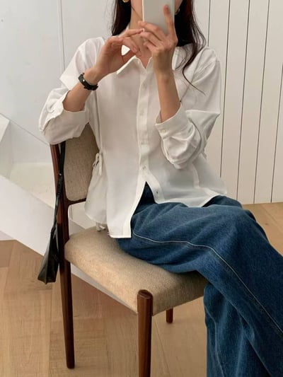 日常層次・綁帶襯衫4