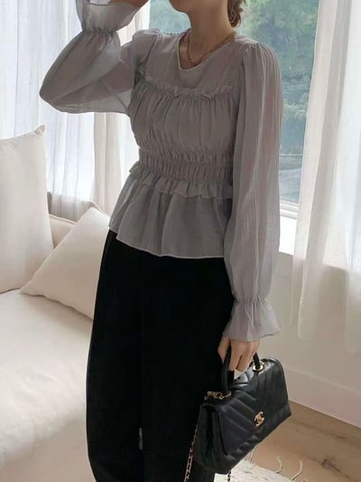 柔霧輕紗・鬆緊束腰上衣2