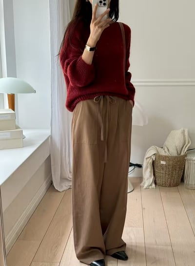 日常垂墜綁帶長褲2