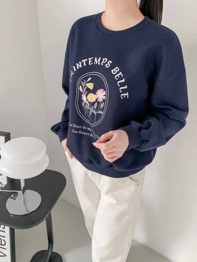 法式復古花卉印花圓領衛衣3