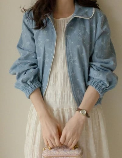 【客人許願】小熊牛仔短版外套4