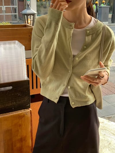 簡約圓領針織開襟衫1