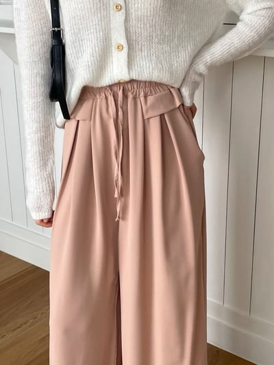 高腰綁帶垂墜寬褲5