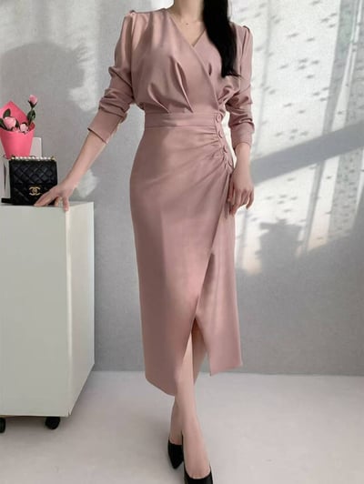 都會氣場・V 領排釦洋裝6