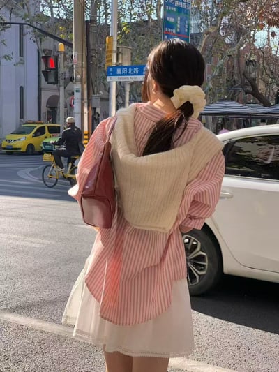 細條紋寬版長袖襯衫5