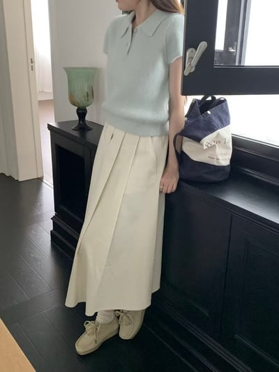 小翻領短袖針織上衣4