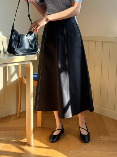高腰修身傘狀長裙6