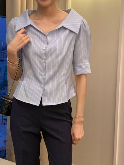 大領條紋修身襯衫6