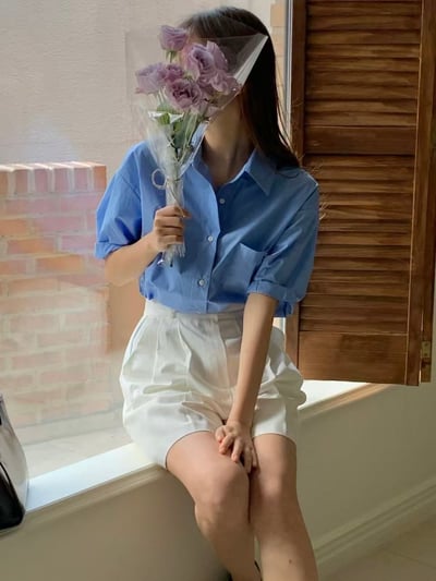 夏日清爽寬版短袖襯衫4
