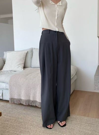 高腰垂墜感寬版西裝褲5