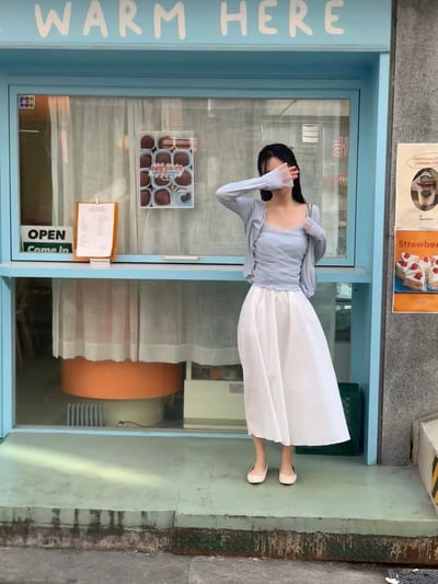 柔紗抓皺兩件式上衣9