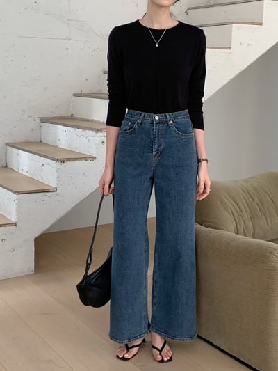 高腰長腿寬管牛仔褲5