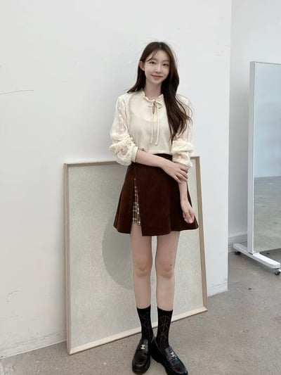 氣質拼接透紗上衣4