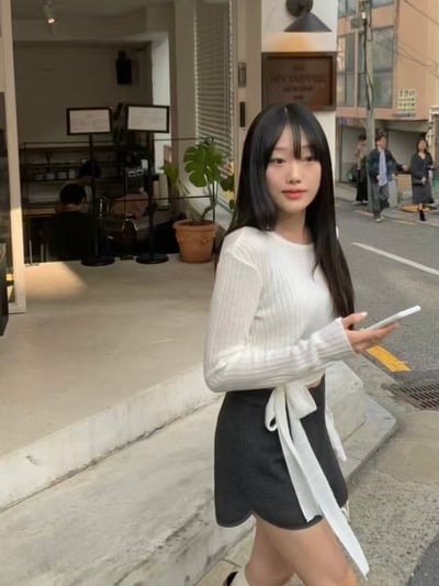 柔光針織・坑條側綁帶上衣5