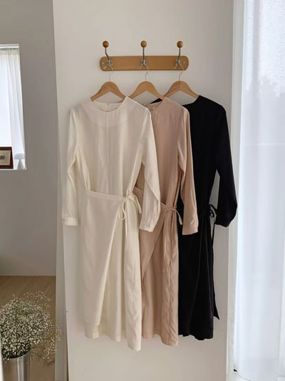 氣質側綁帶長洋裝8