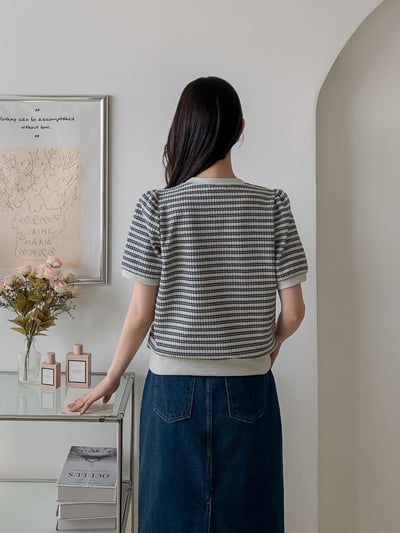 復古條紋針織短袖上衣12