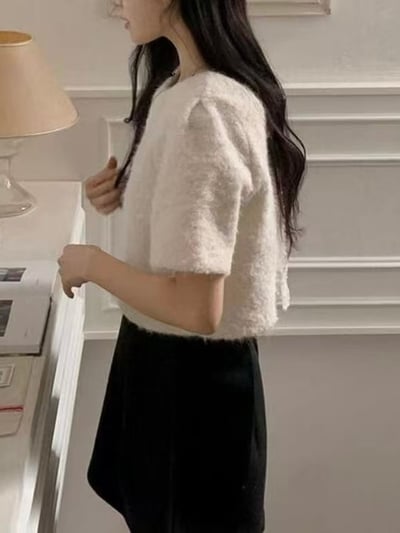 溫柔留白・點點緞帶針織上衣4