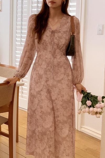 春日綻放花卉綁帶洋裝2