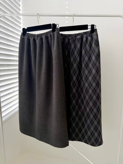 毛呢前開衩修身長裙9