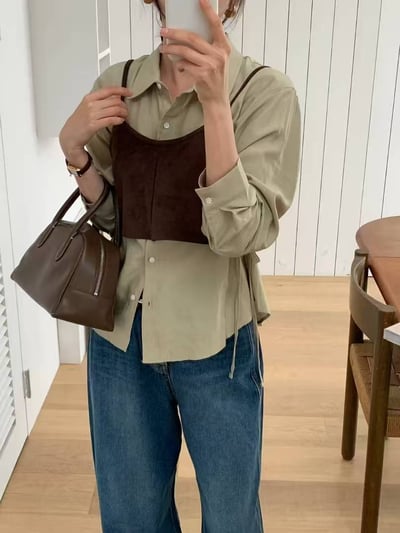 麂皮質感背釦小背心2