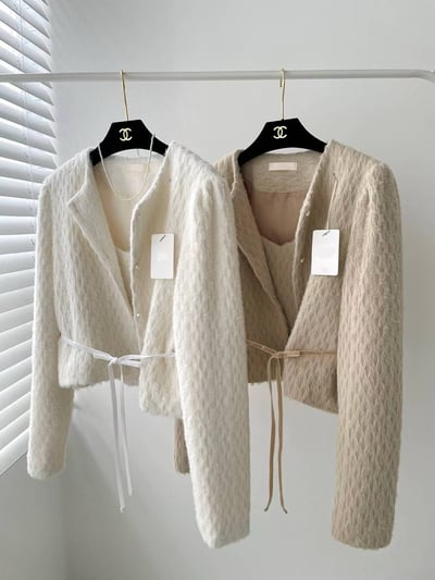 毛絨背心外套組1