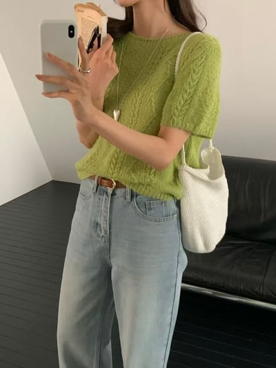 輕透針織短袖上衣2