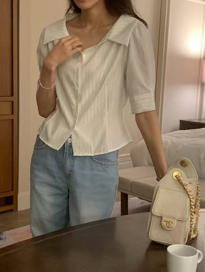 大領條紋修身襯衫3