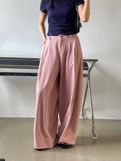 微光豹紋寬版長褲3