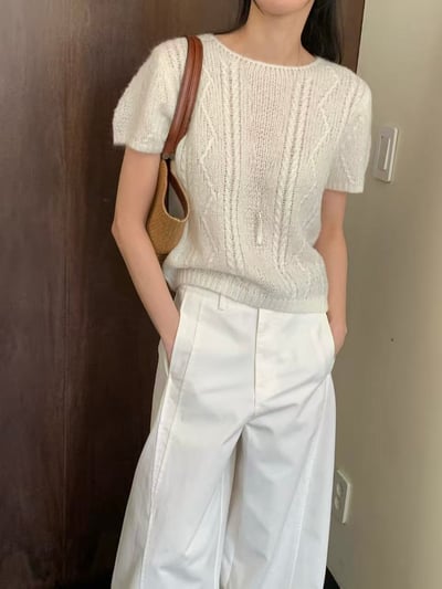 輕透針織短袖上衣7