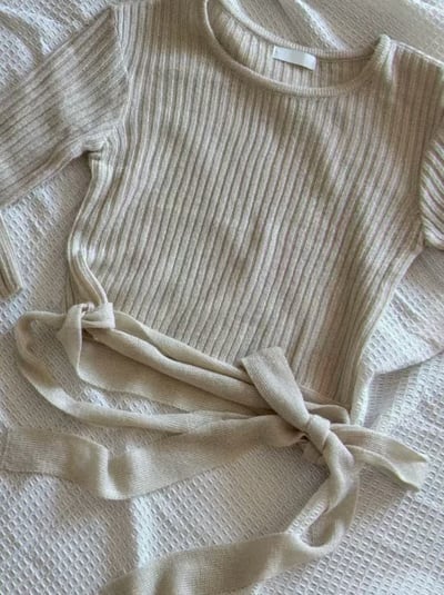 柔光針織・坑條側綁帶上衣7