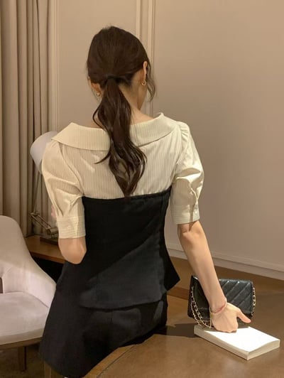 大領條紋修身襯衫5