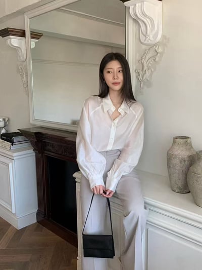 微光澤垂墜質感襯衫8