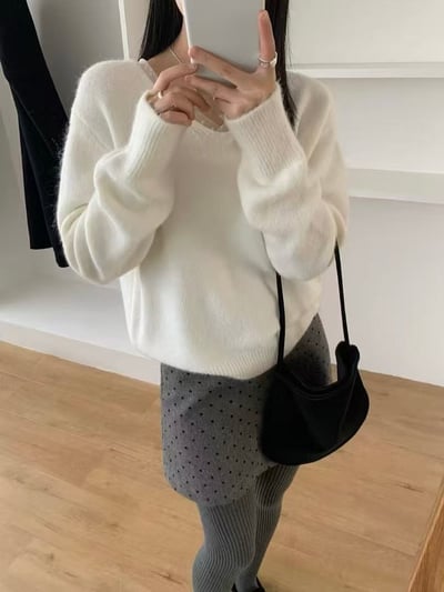 點點滾邊 V 領毛衣3