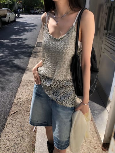 微光亮片編織細肩背心6